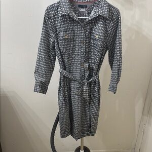 Tommy Hilfiger White and Blue Long Sleeve Shirt Dress